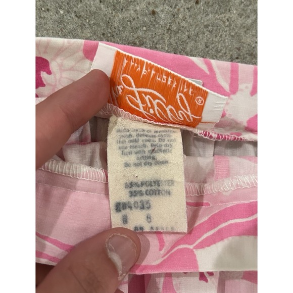 Vintage Lilly Pulitzer Pink Floral Maxi Skirt Cruise Beach Vacation Eyelet Trim - Picture 4 of 8